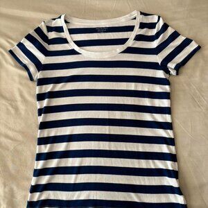 Merona Navy and White Striped Tee. Size L